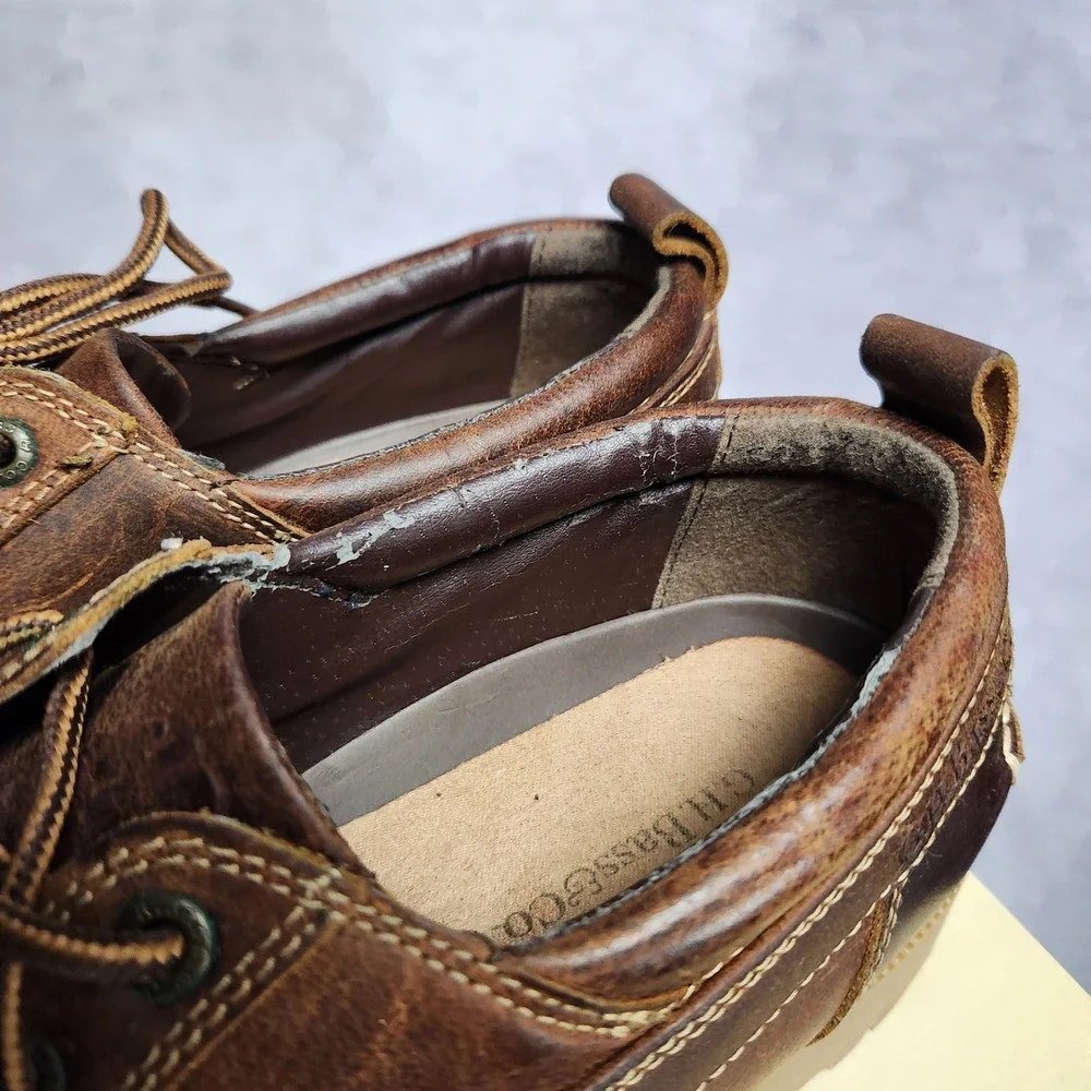 GH Bass Manchester Mens‎ 9M Brown Leather Lug Sole Boat Shoes 2225-226